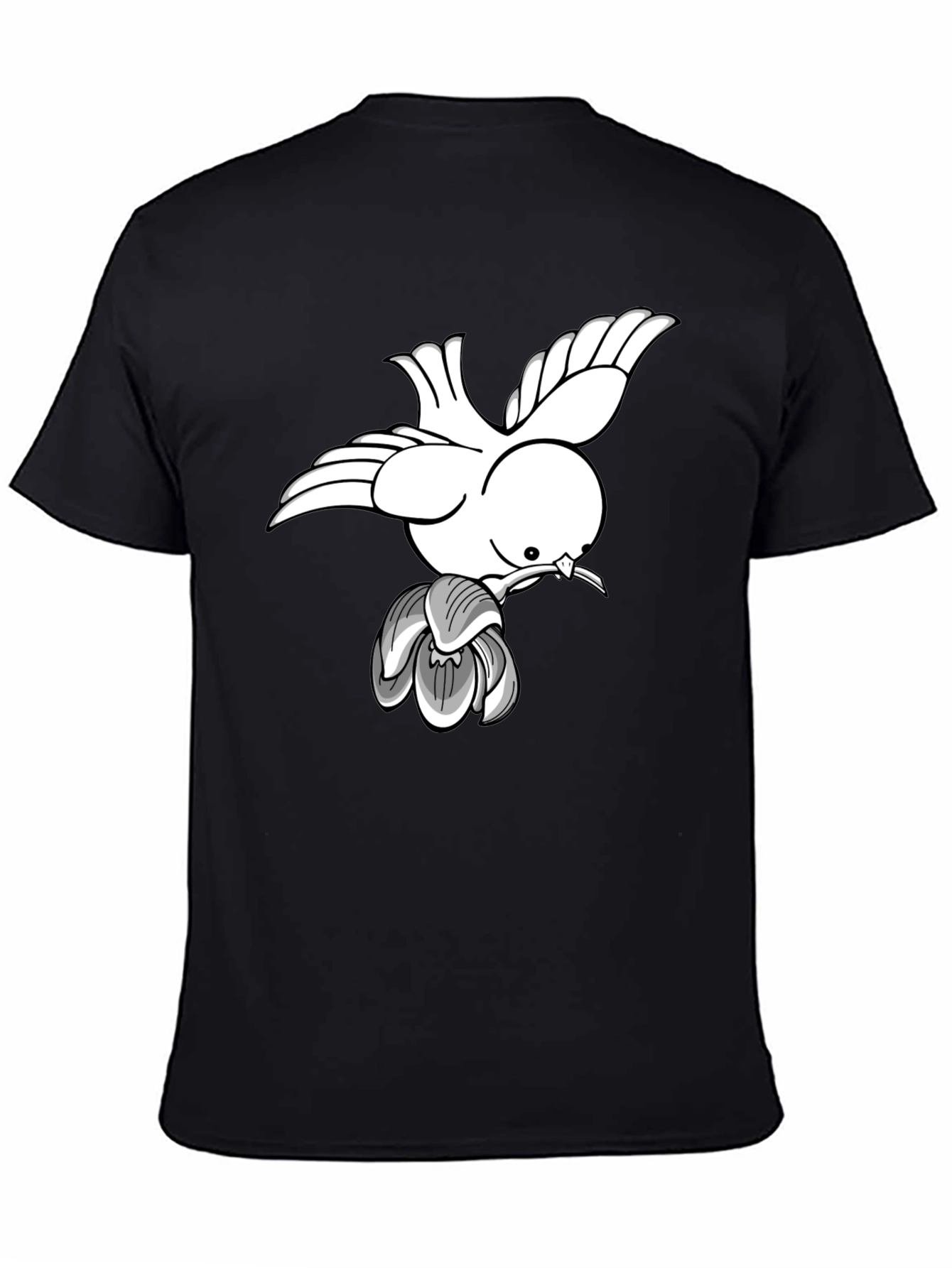Dove & Blossom Graphic Tee - Classic Black Cotton