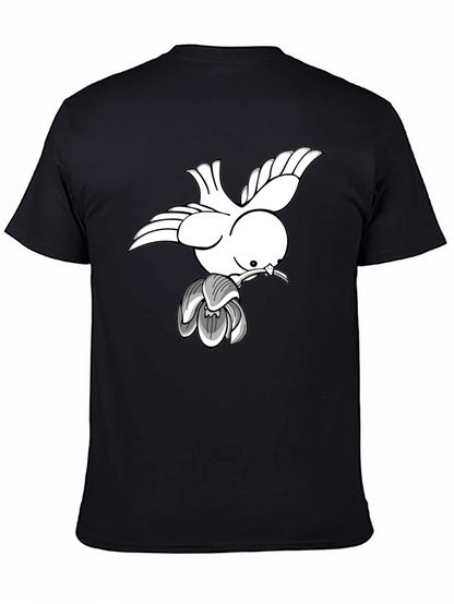 Dove & Blossom Graphic Tee - Classic Black Cotton