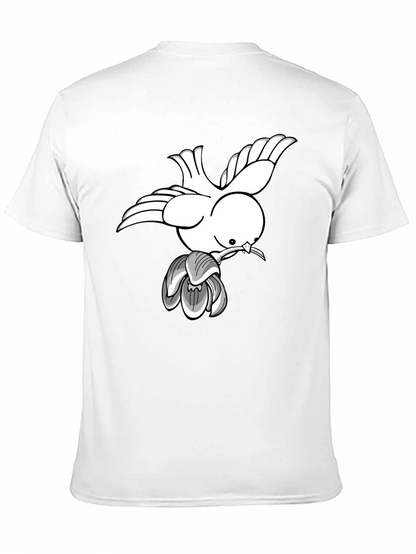 Dove & Blossom Graphic Tee - Classic Black Cotton