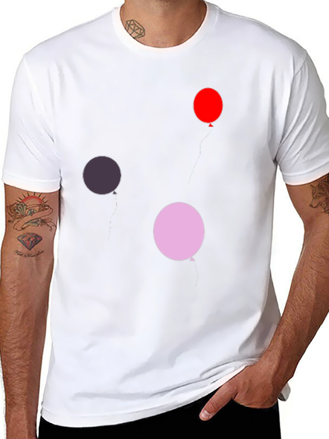 Balloon Print Black T-Shirt