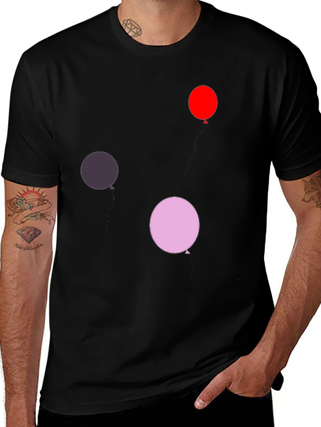 Balloon Print Black T-Shirt