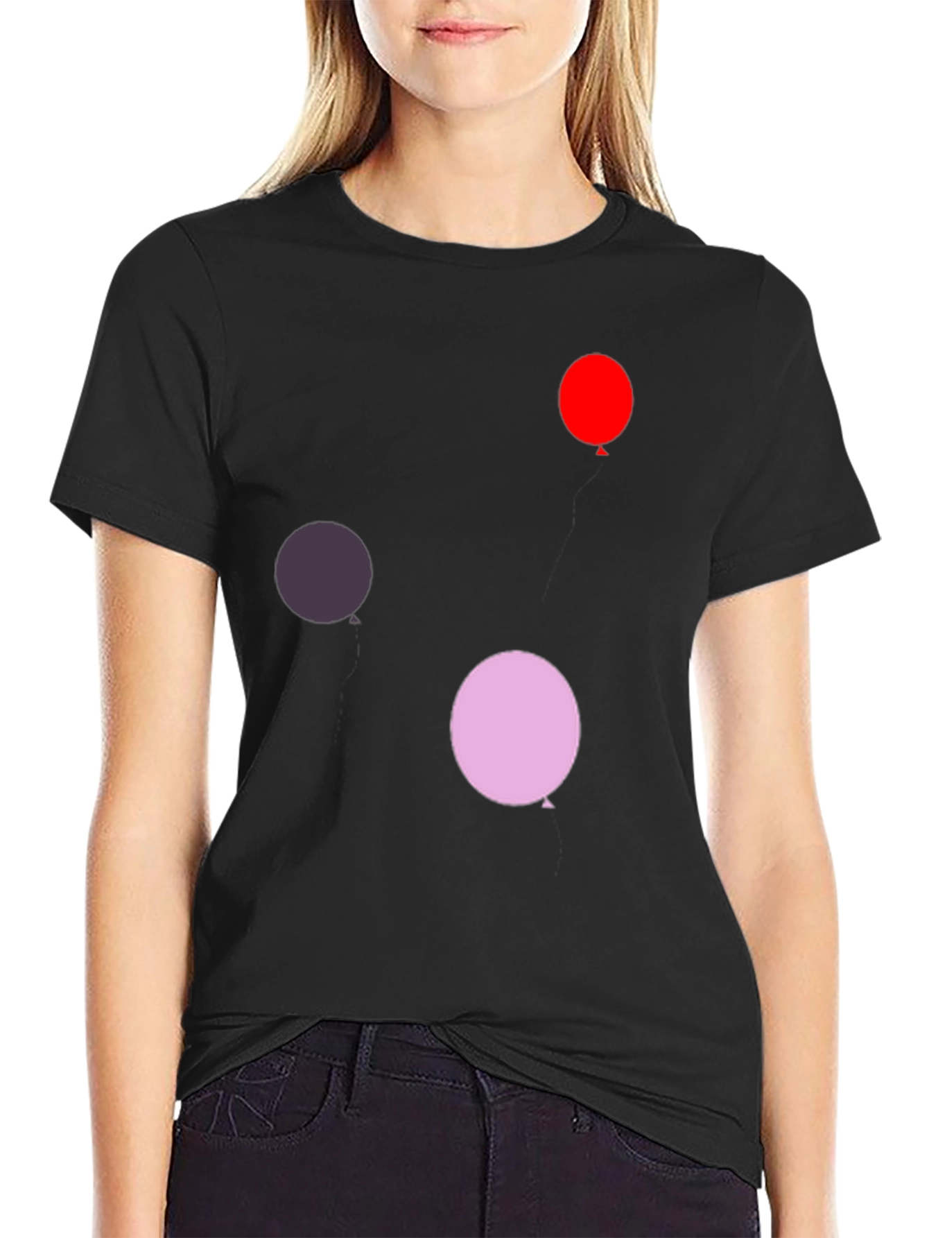 Balloon Print Black T-Shirt