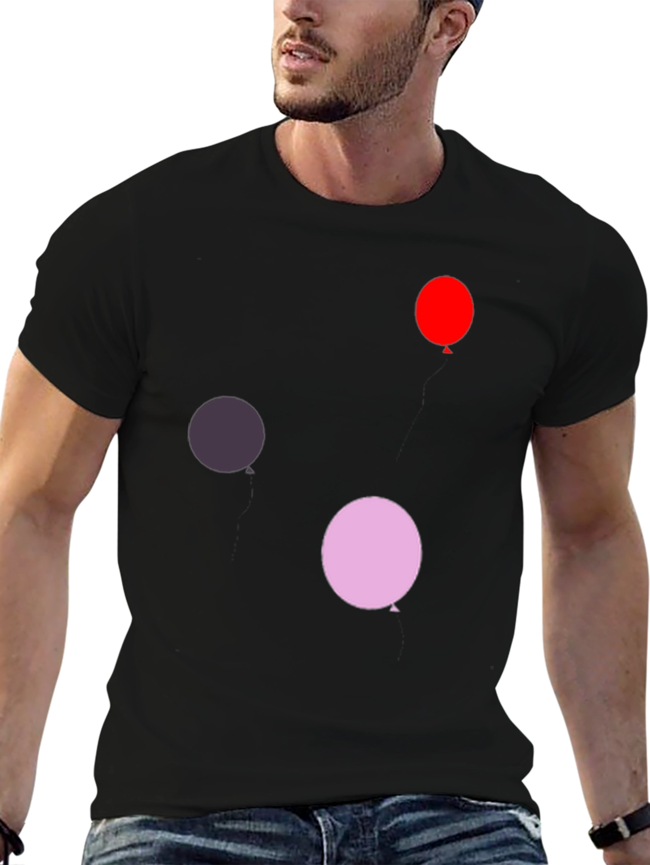 Balloon Print Black T-Shirt
