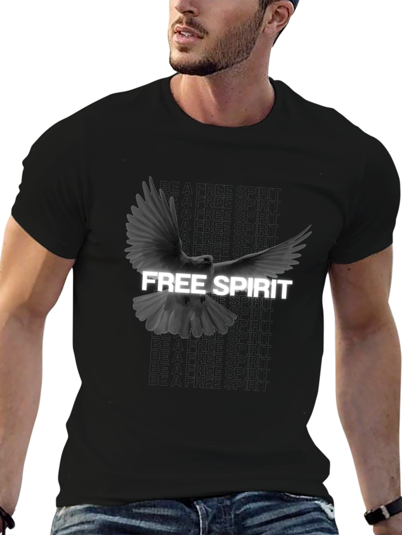 Free Spirit Dove Graphic T-Shirt - Black