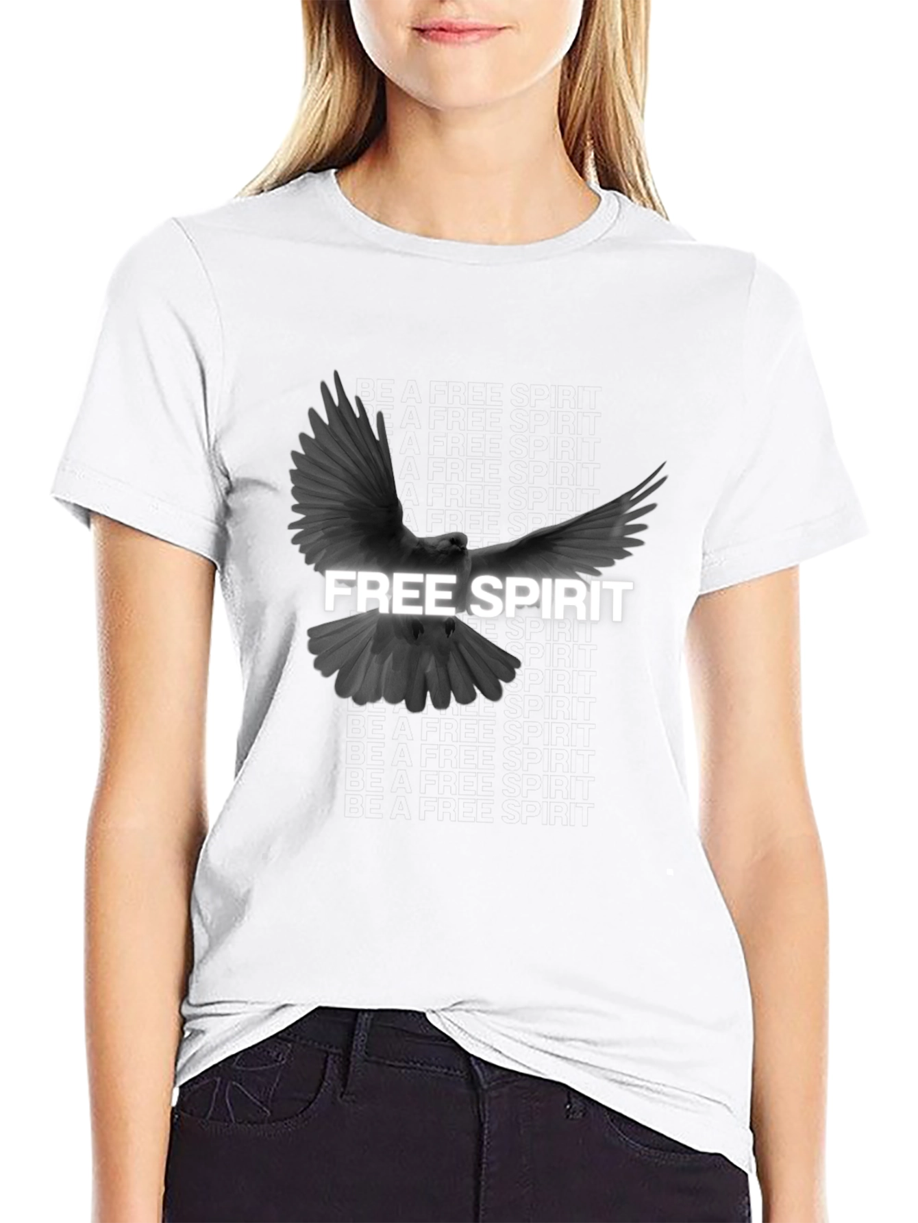 Free Spirit Dove Graphic T-Shirt - Black