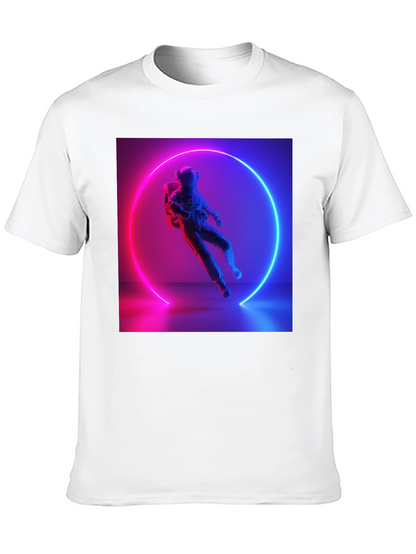 Neon Astronaut Graphic Tee - Black Cotton Blend