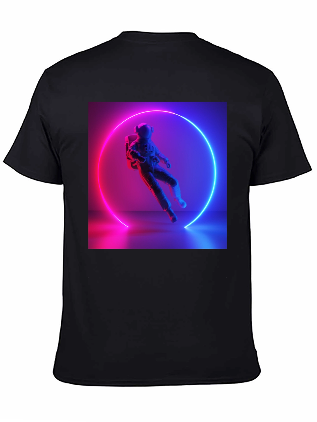 Neon Astronaut Graphic Tee - Black Cotton Blend