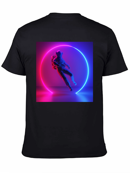 Neon Astronaut Graphic Tee - Black Cotton Blend
