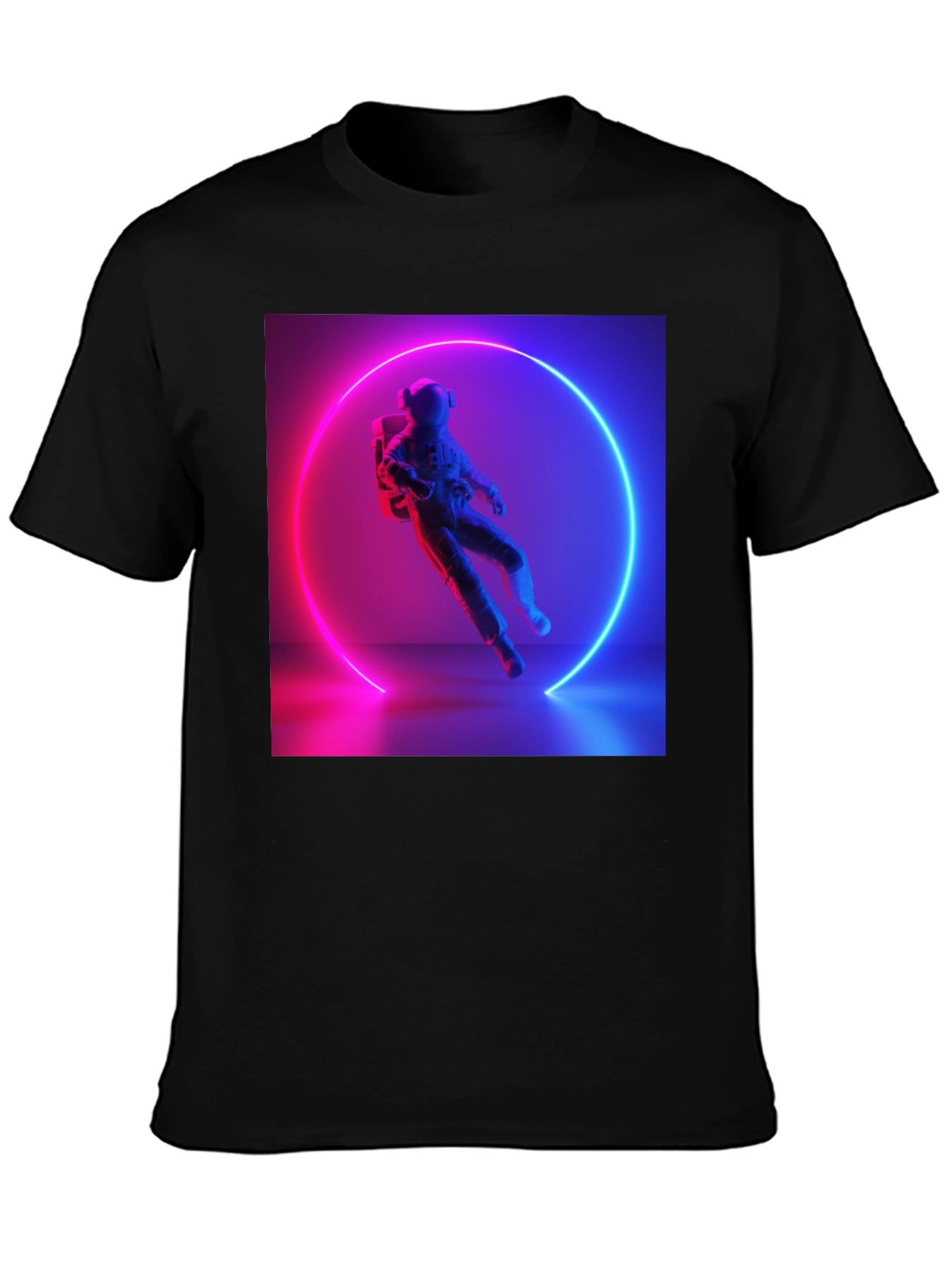 Neon Astronaut Graphic Tee - Black Cotton Blend