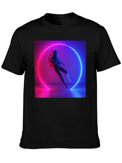 Neon Astronaut Graphic Tee - Black Cotton Blend