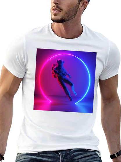 Neon Astronaut Graphic Tee - Black Cotton Blend