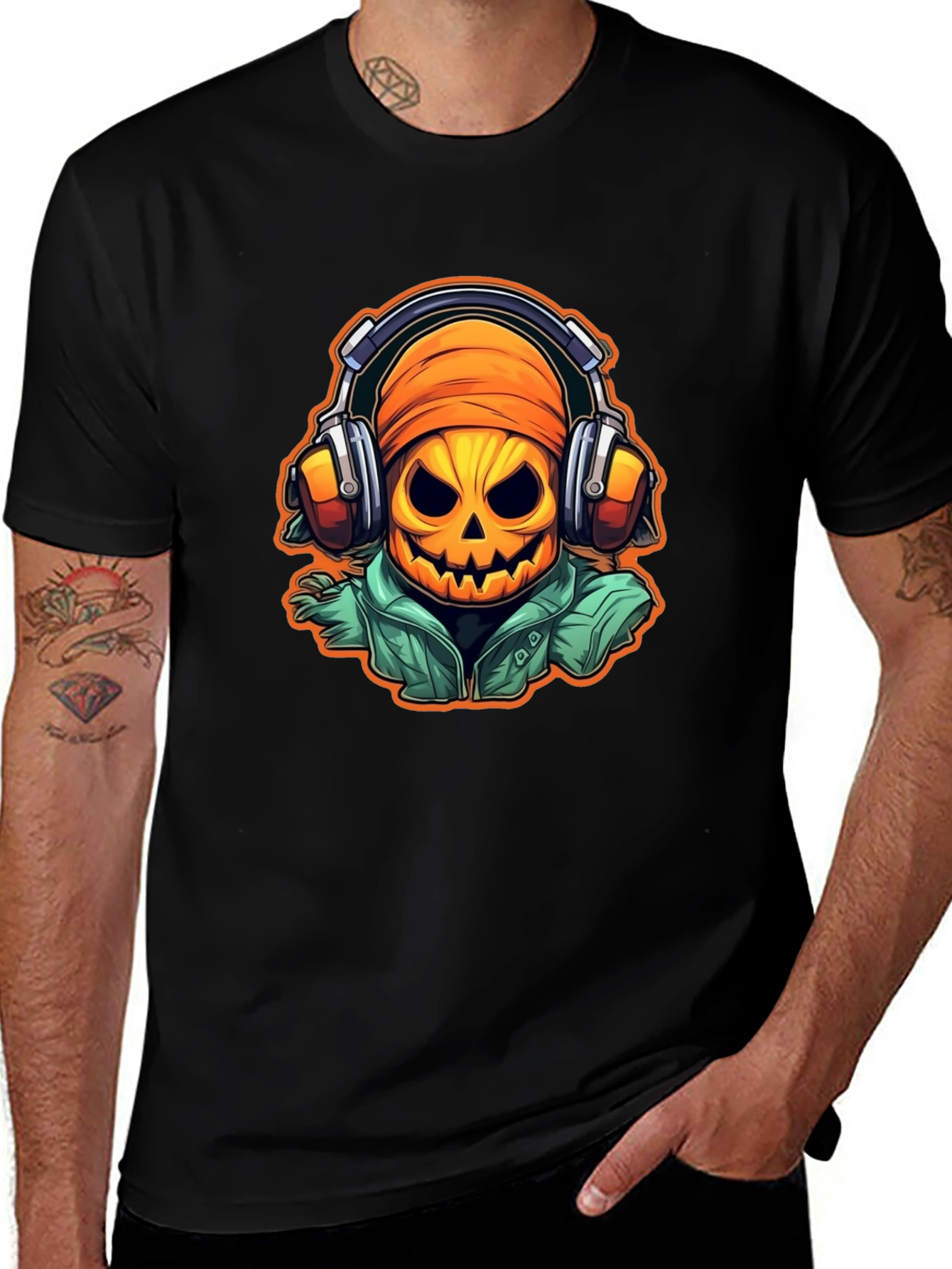 Halloween Pumpkin DJ T-Shirt - Music Lover Tee