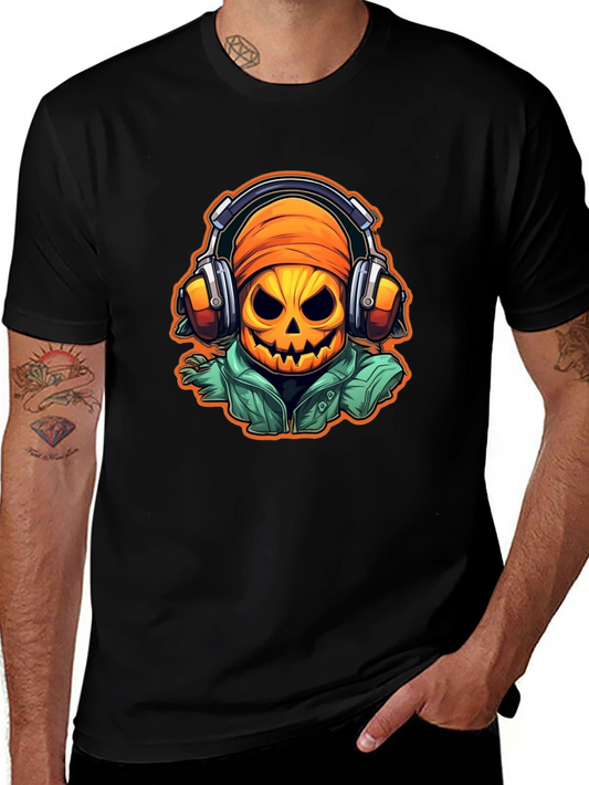 Halloween Pumpkin DJ T-Shirt - Music Lover Tee