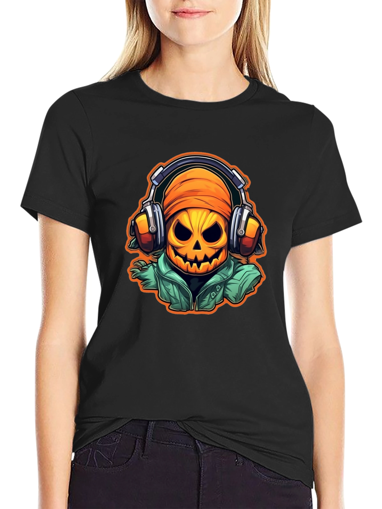 Halloween Pumpkin DJ T-Shirt - Music Lover Tee