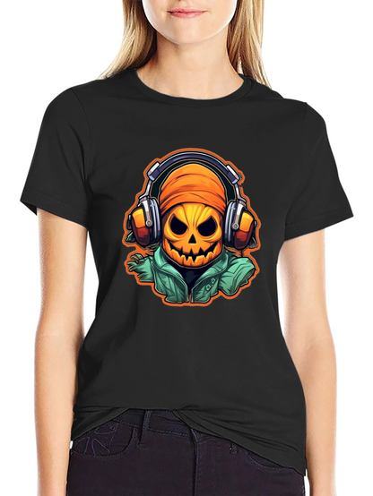 Halloween Pumpkin DJ T-Shirt - Music Lover Tee