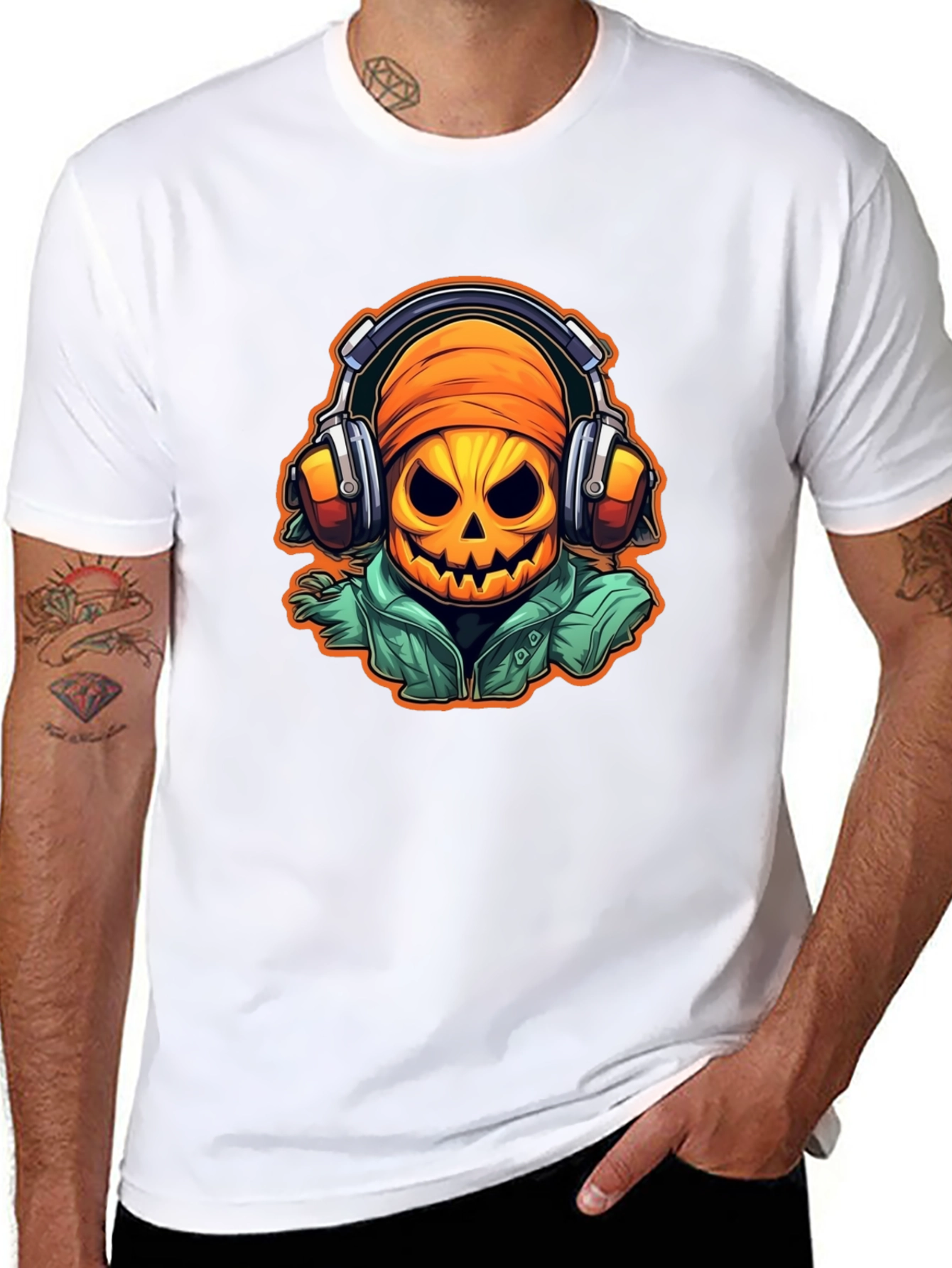 Halloween Pumpkin DJ T-Shirt - Music Lover Tee