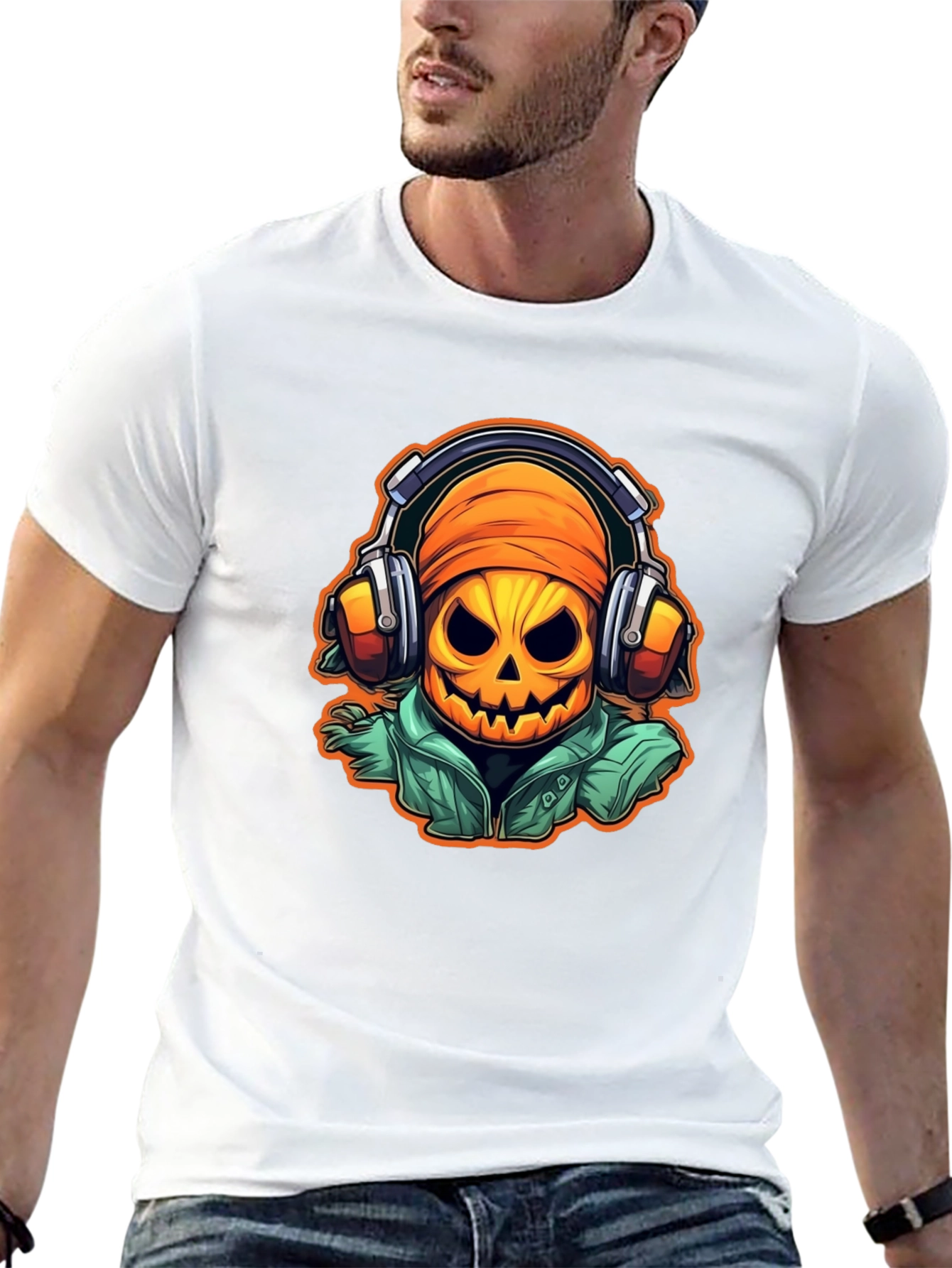Halloween Pumpkin DJ T-Shirt - Music Lover Tee