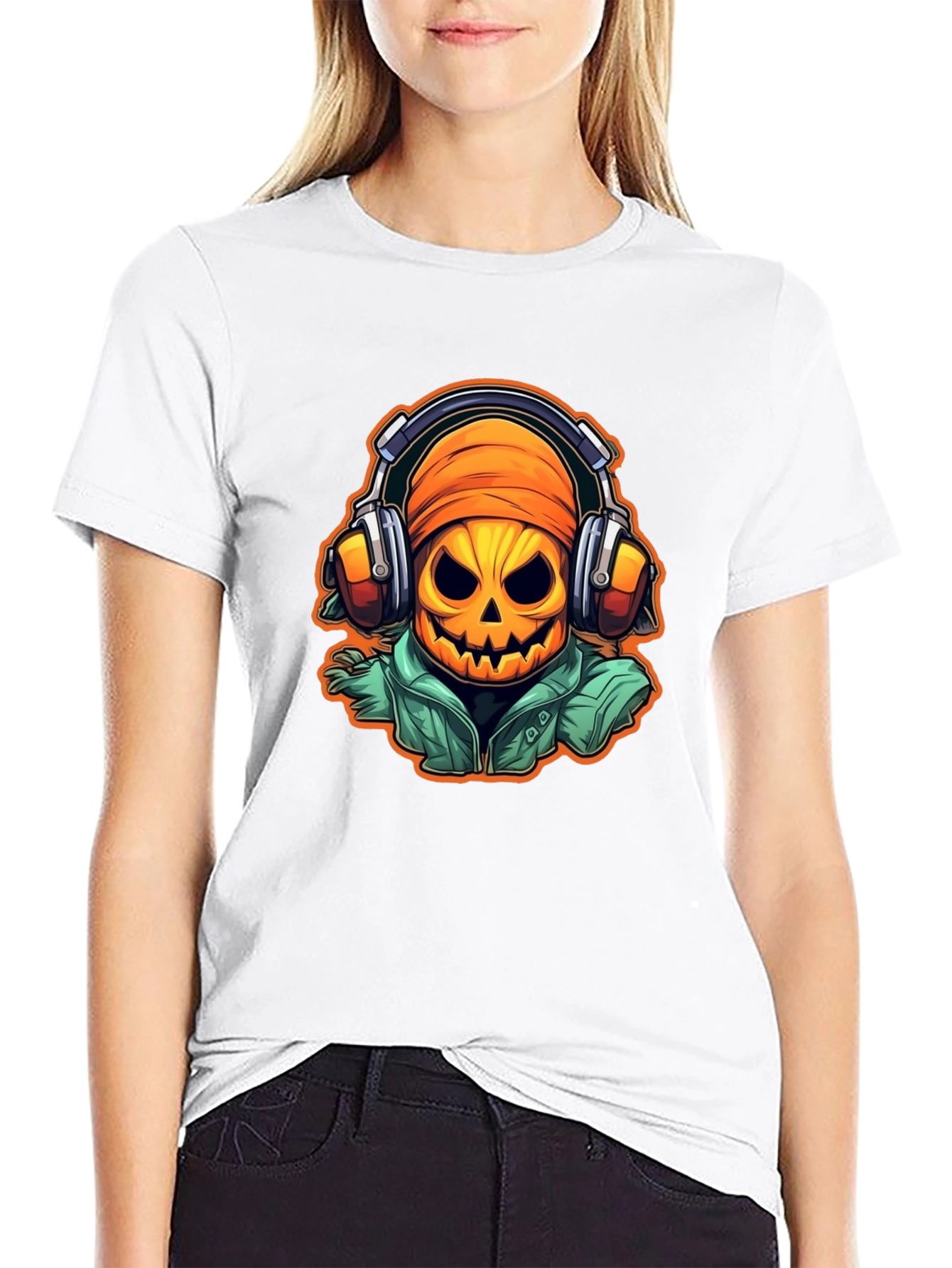 Halloween Pumpkin DJ T-Shirt - Music Lover Tee