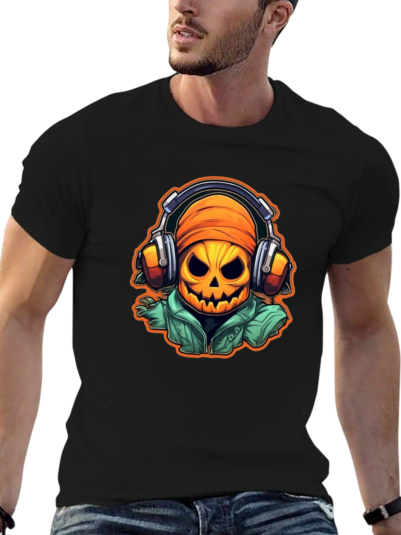Halloween Pumpkin DJ T-Shirt - Music Lover Tee