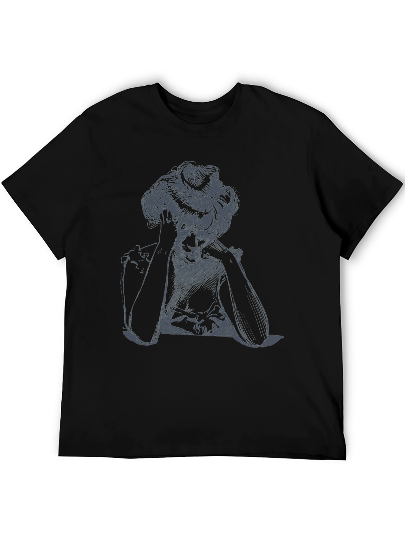 Elegant Sketch Tee - Artistic Design Black