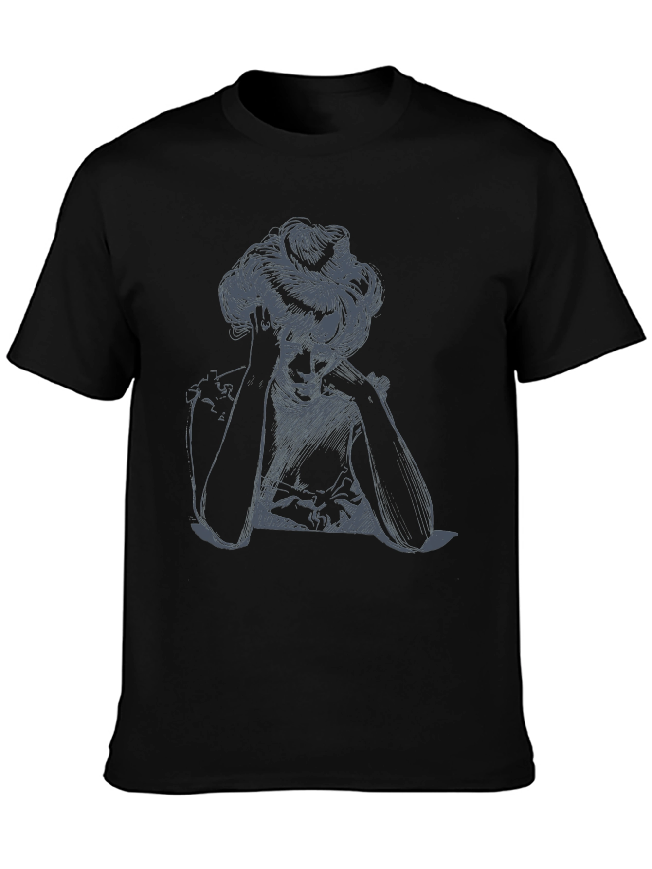 Elegant Sketch Tee - Artistic Design Black