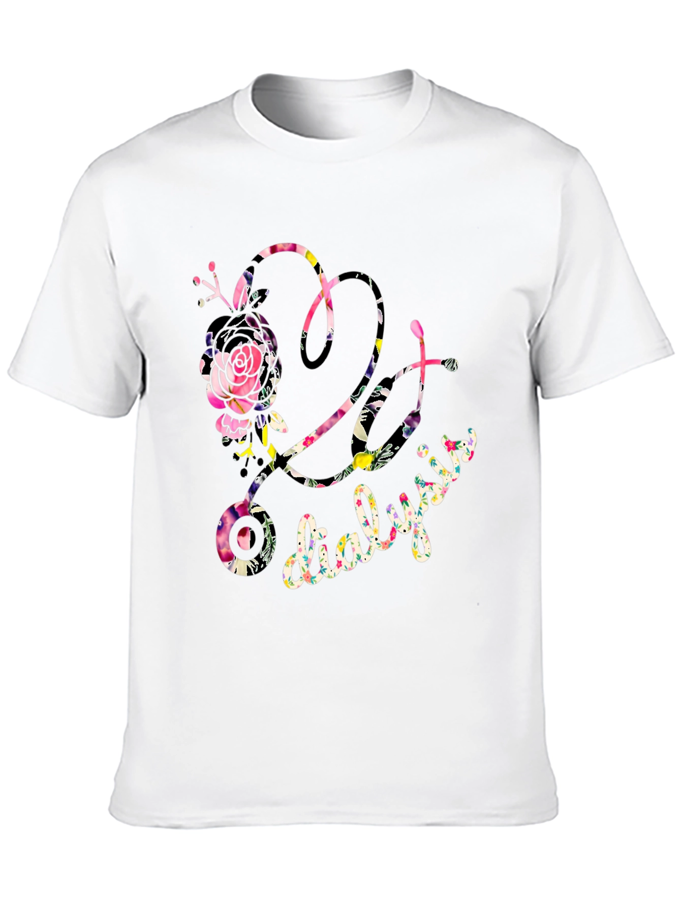 Floral Dialysis Tee - Stylish Medical Support