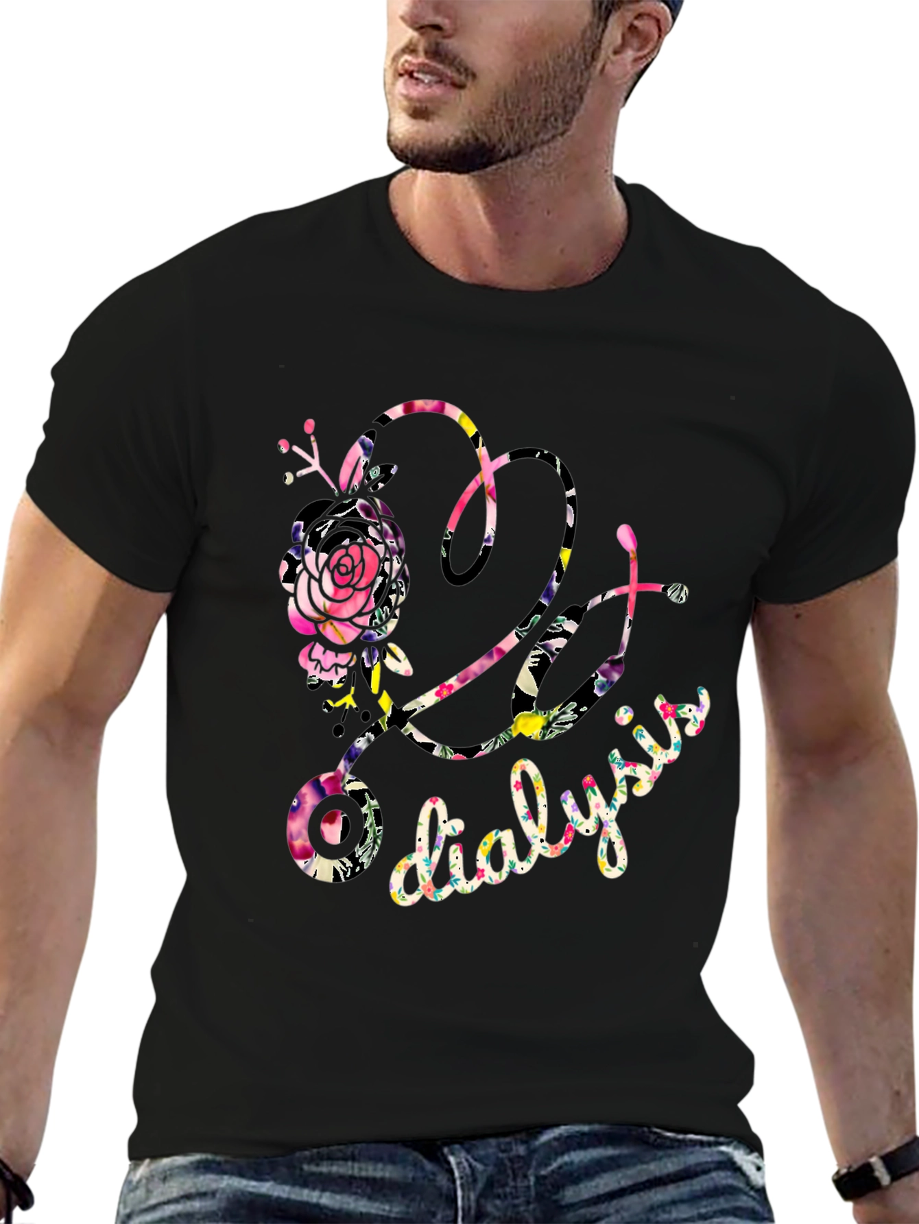 Floral Dialysis Tee - Stylish Medical Support