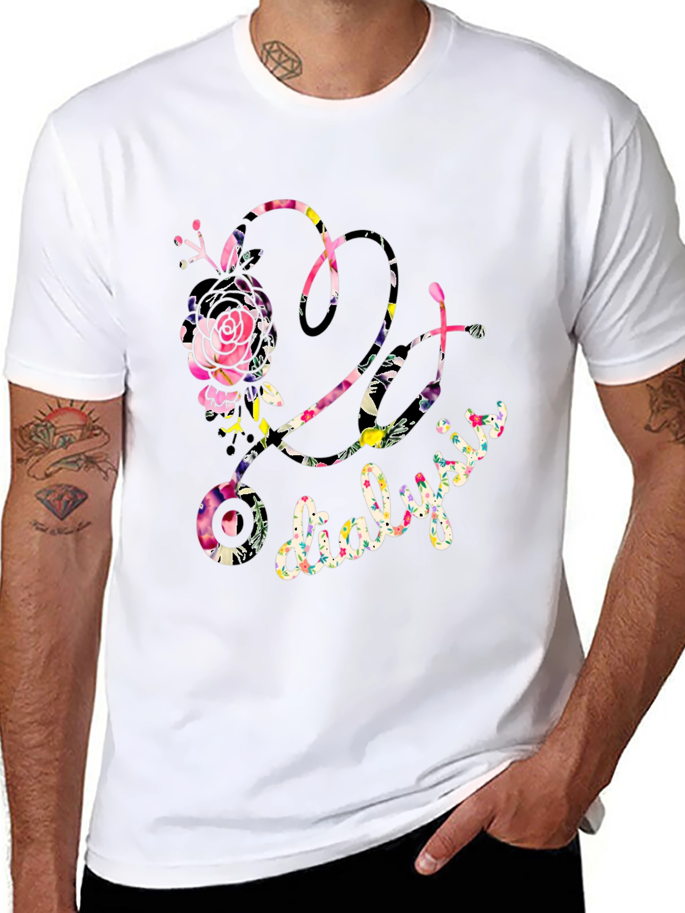 Floral Dialysis Tee - Stylish Medical Support