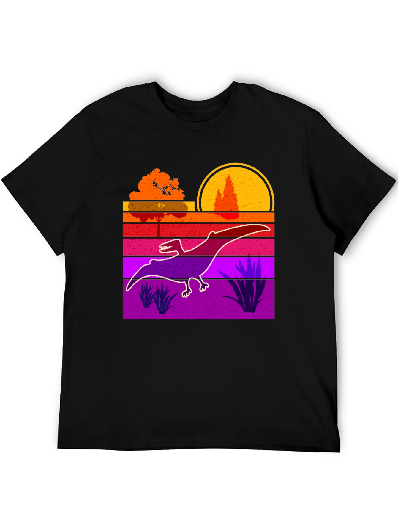 Retro Dinosaur Sunset Graphic Tee