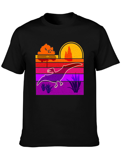 Retro Dinosaur Sunset Graphic Tee