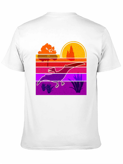 Retro Dinosaur Sunset Graphic Tee