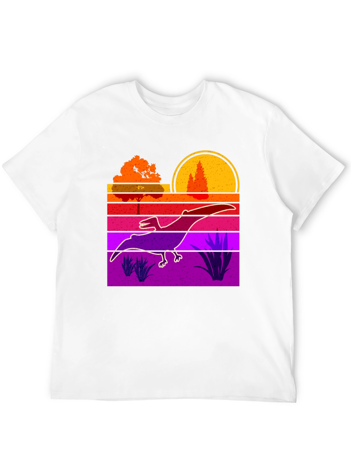 Retro Dinosaur Sunset Graphic Tee