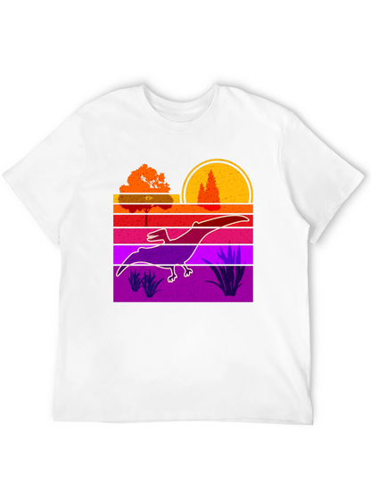 Retro Dinosaur Sunset Graphic Tee