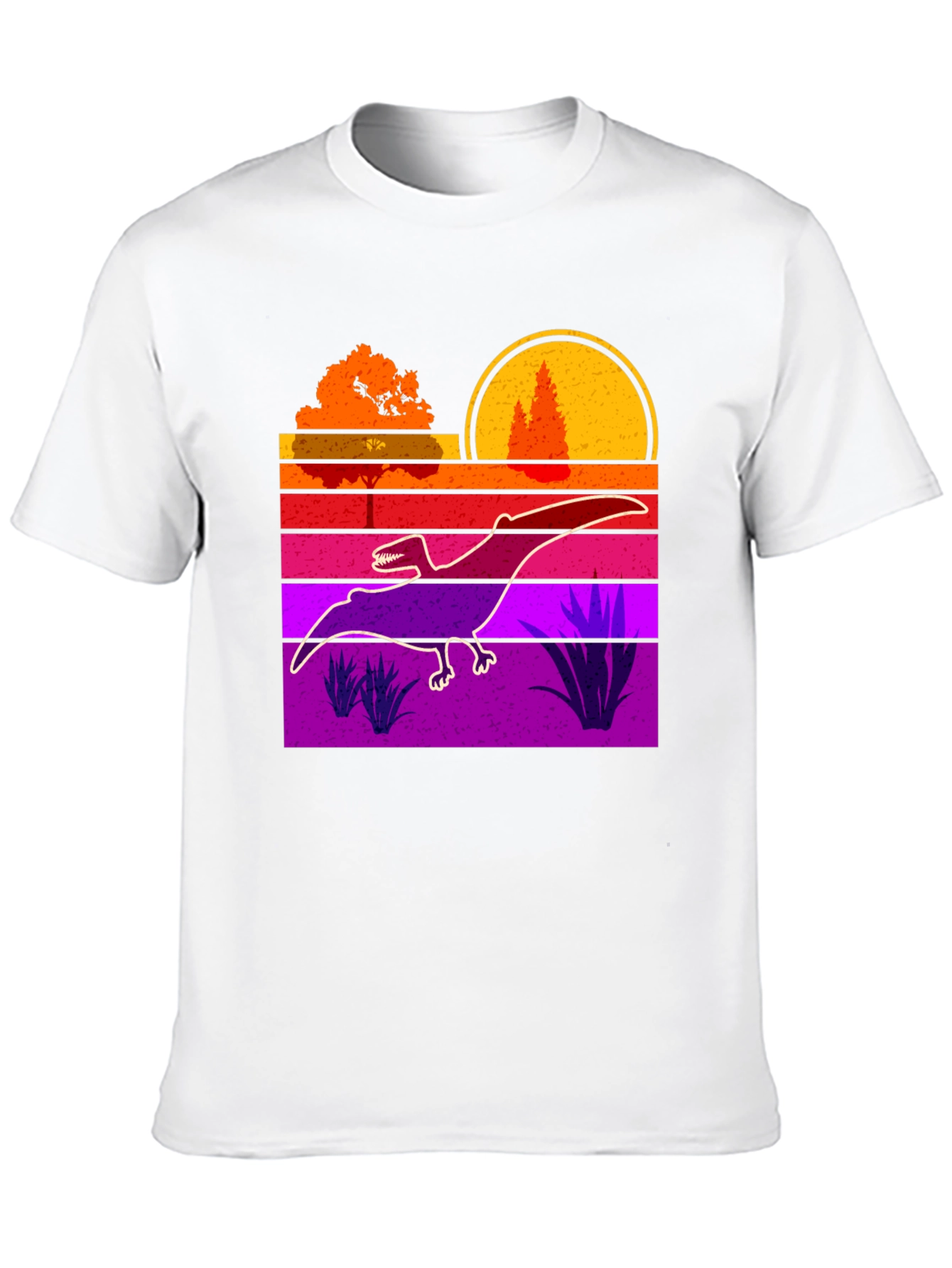 Retro Dinosaur Sunset Graphic Tee