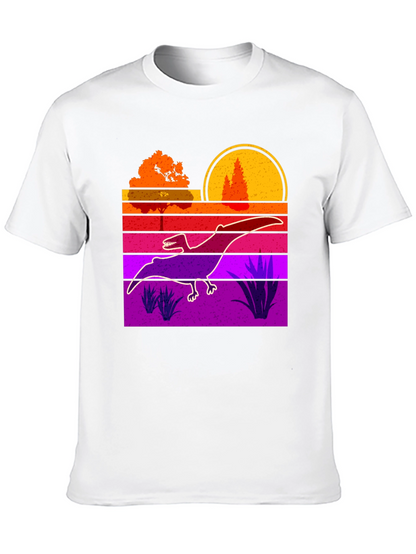 Retro Dinosaur Sunset Graphic Tee