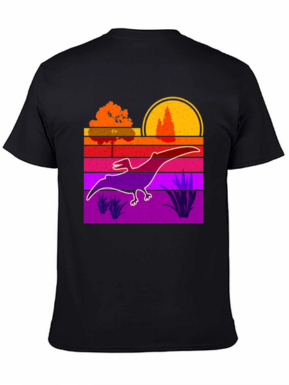 Retro Dinosaur Sunset Graphic Tee