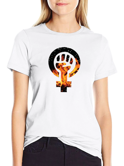 Feminist Fist Fire Black T-Shirt
