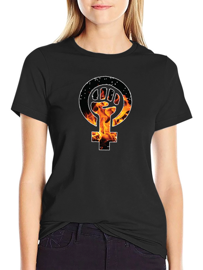 Feminist Fist Fire Black T-Shirt