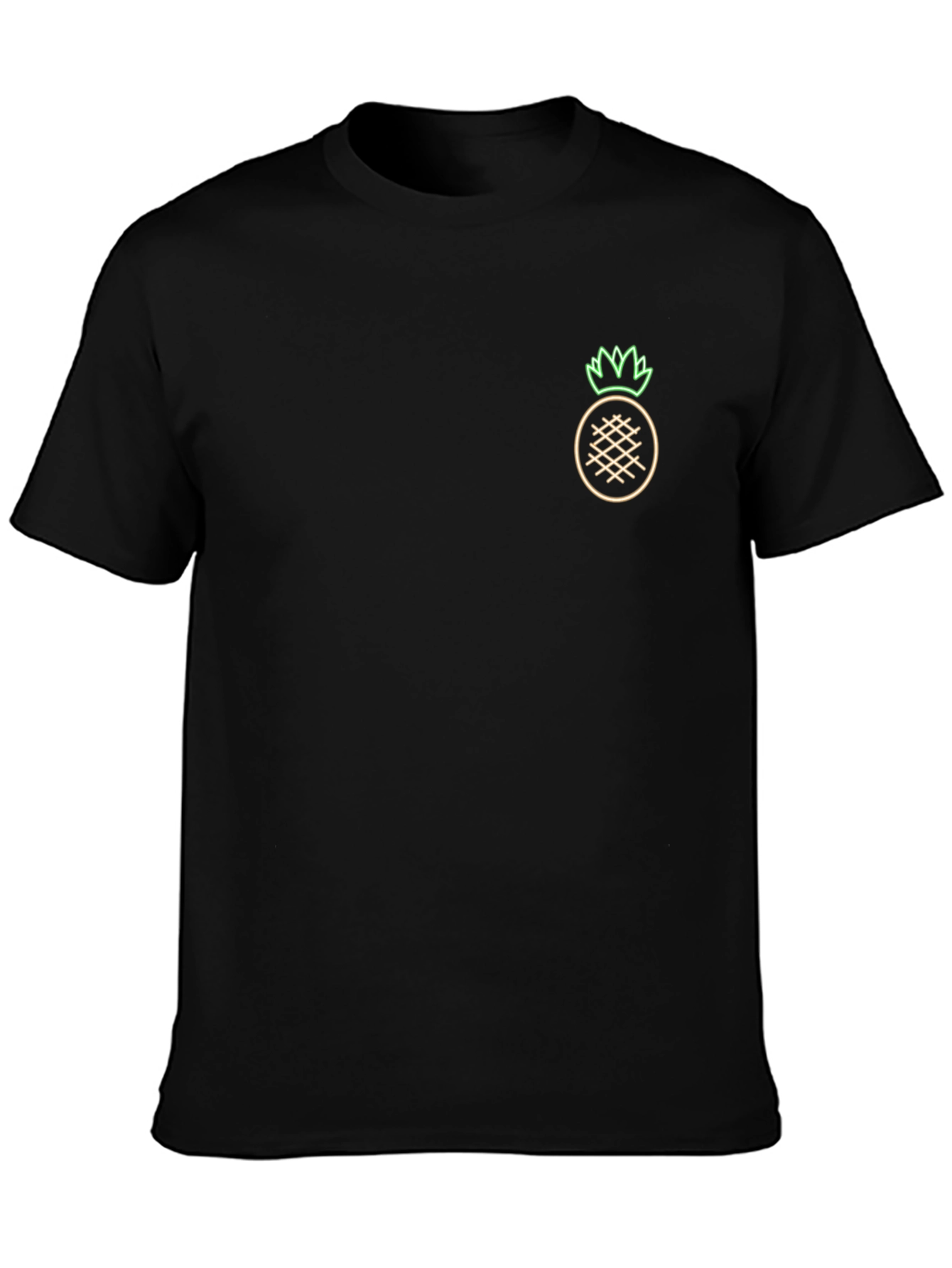 Neon Pineapple Graphic Black T-Shirt