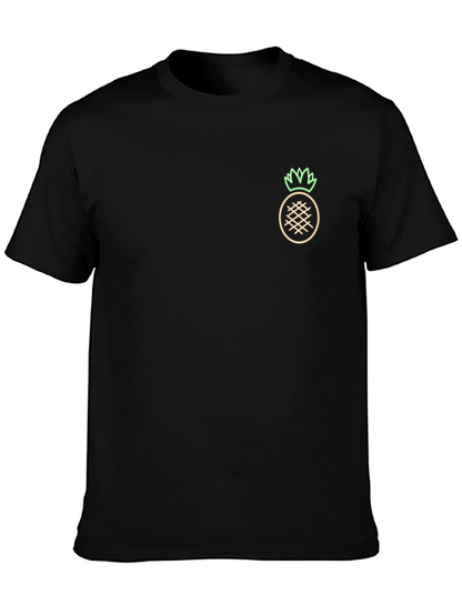 Neon Pineapple Graphic Black T-Shirt