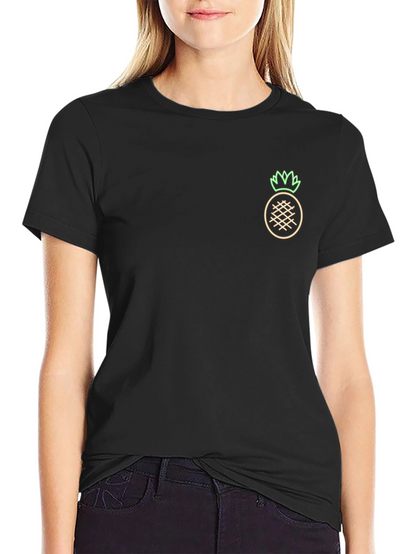 Neon Pineapple Graphic Black T-Shirt