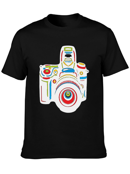 Abstract Camera Graphic Black T-Shirt
