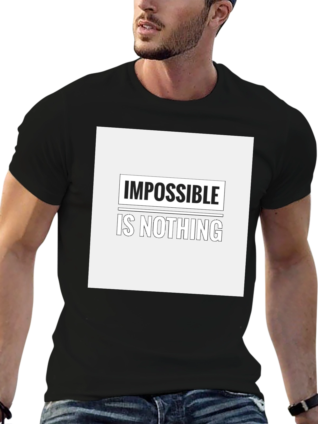 Impossible is Nothing Graphic Tee - Black Cotton Blend