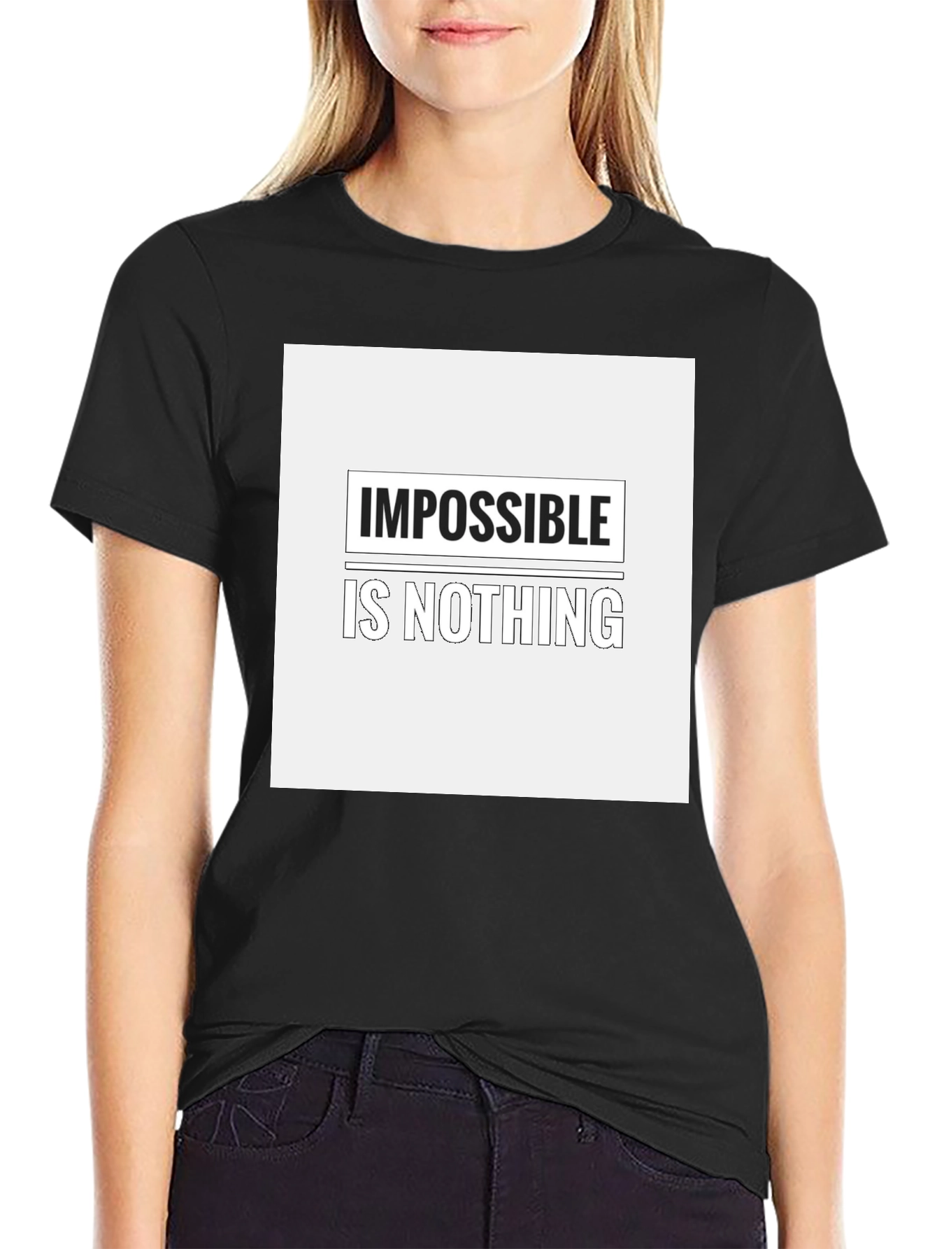 Impossible is Nothing Graphic Tee - Black Cotton Blend