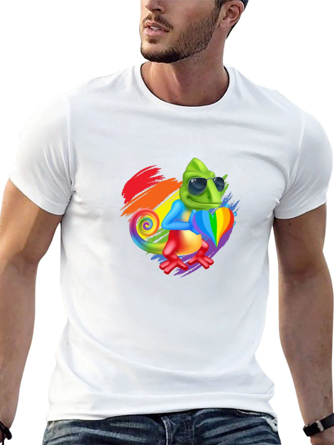 Rainbow Chameleon Graphic Tee - Stylish & Fun!