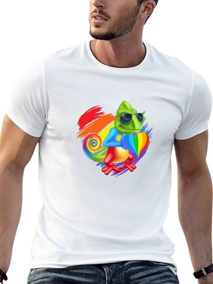 Rainbow Chameleon Graphic Tee - Stylish & Fun!