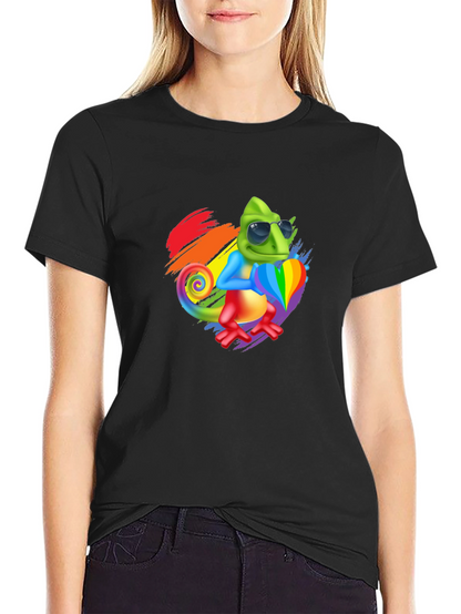 Rainbow Chameleon Graphic Tee - Stylish & Fun!