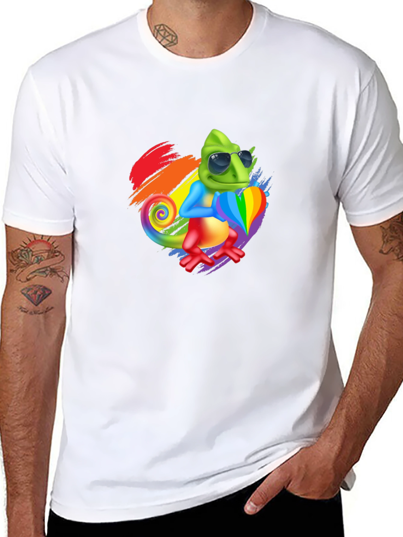 Rainbow Chameleon Graphic Tee - Stylish & Fun!