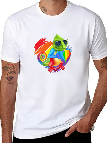 Rainbow Chameleon Graphic Tee - Stylish & Fun!
