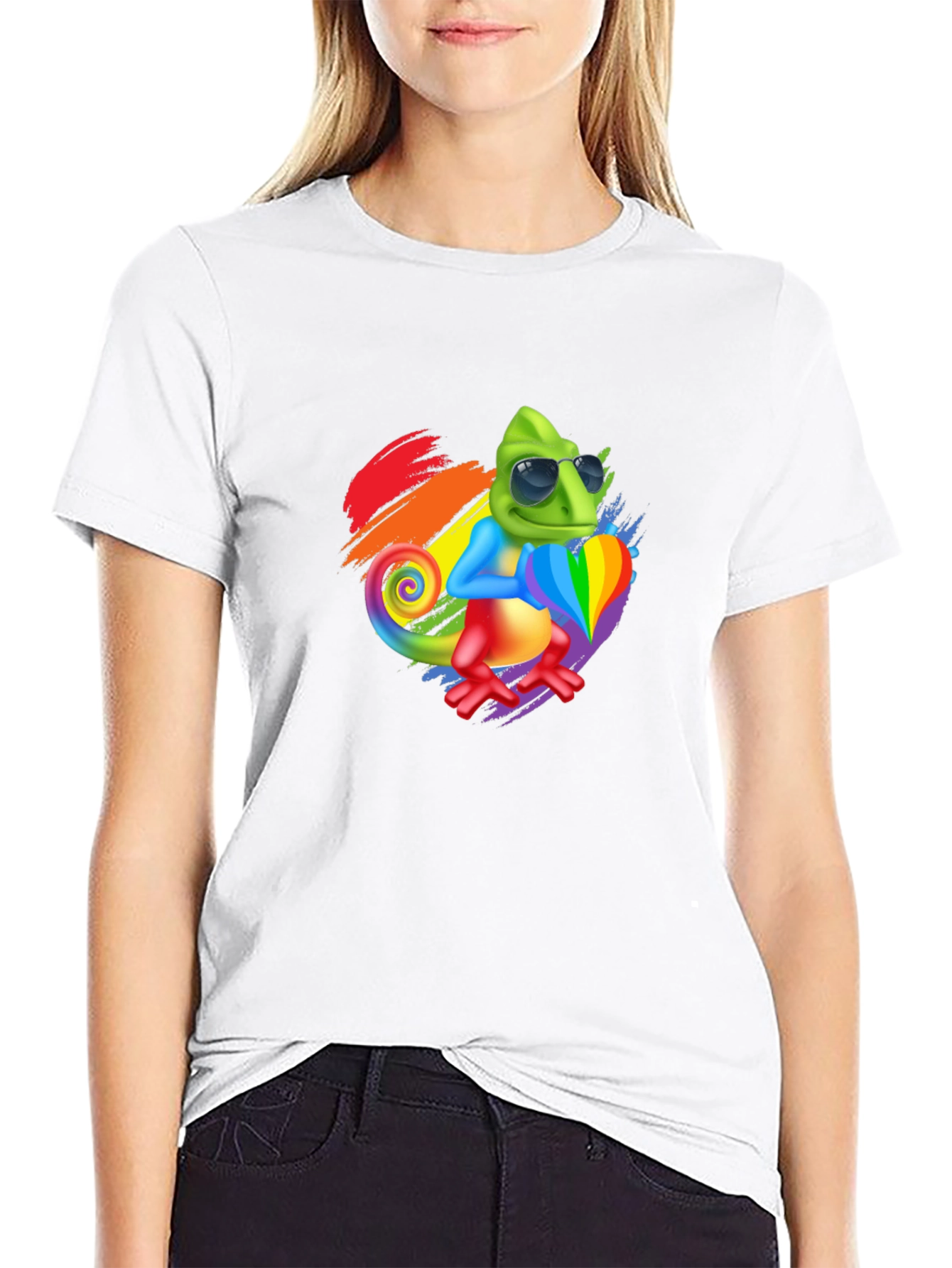 Rainbow Chameleon Graphic Tee - Stylish & Fun!